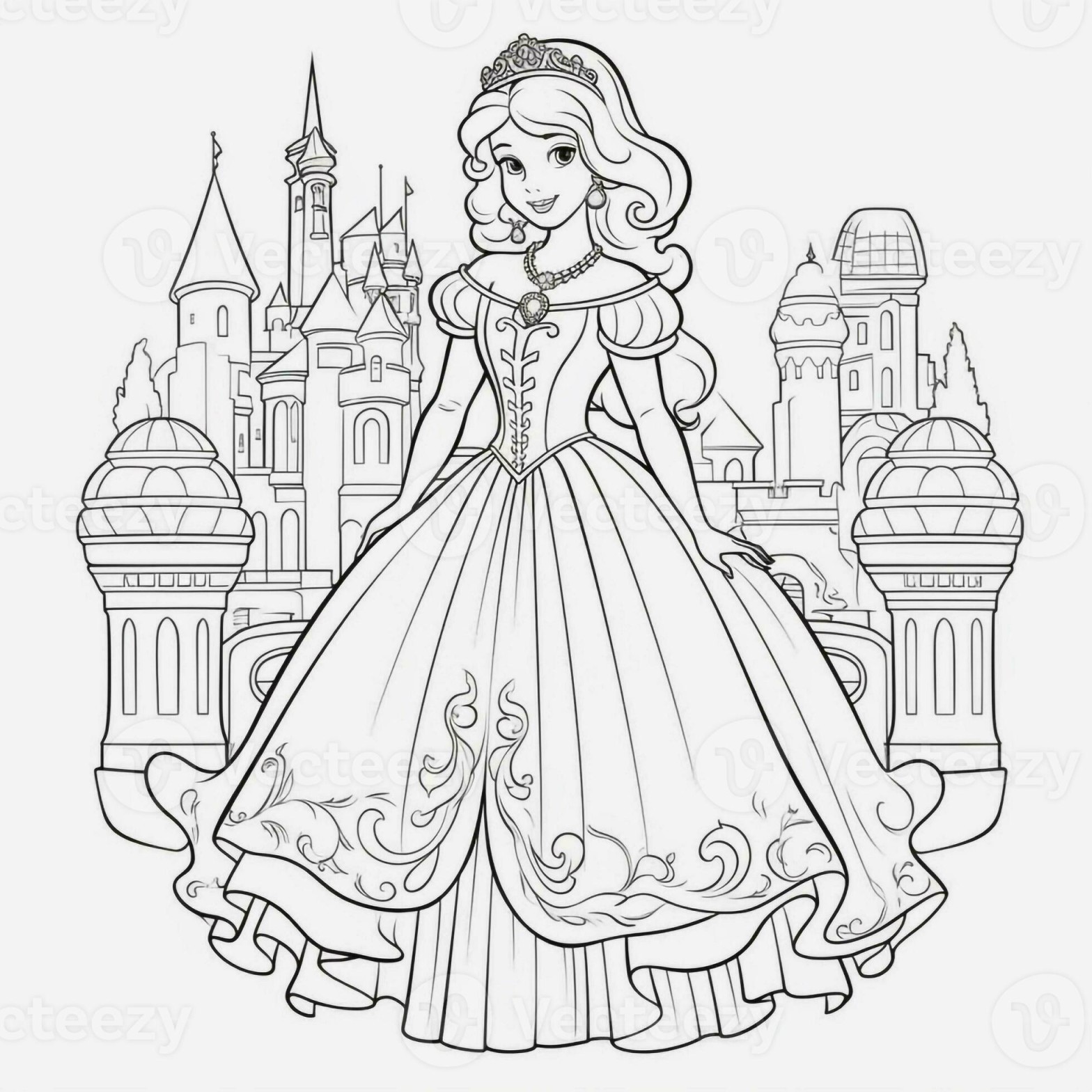 prinzessin zum ausmalen  Stock-Photo bei Vecteezy